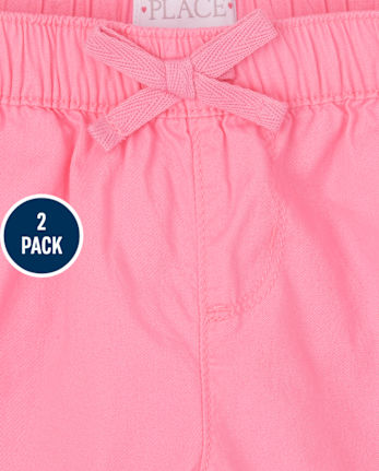 Shorts de sarga para niñas, paquete de 2