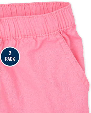 Shorts de sarga para niñas, paquete de 2