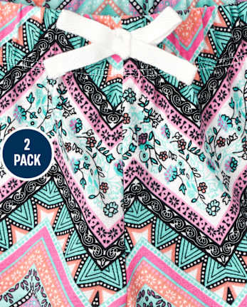Pack de 2 pantalones cortos estampados para niñas