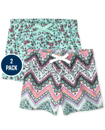 Pack de 2 pantalones cortos estampados para niñas