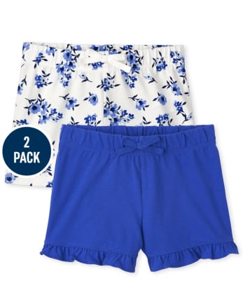 Girls Floral Ruffle Shorts 2-Pack