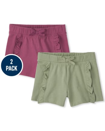 Pack de 2 pantalones cortos con volantes para niñas