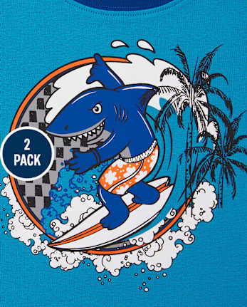 Pijama de algodón de ajuste ceñido Surf para niños, paquete de 2