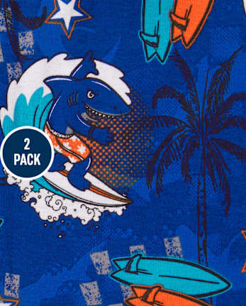 Pijama de algodón de ajuste ceñido Surf para niños, paquete de 2