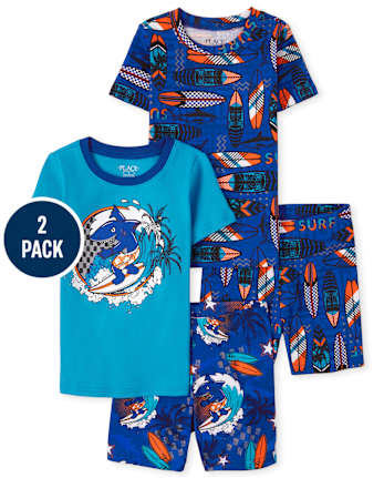 Pijama de algodón de ajuste ceñido Surf para niños, paquete de 2