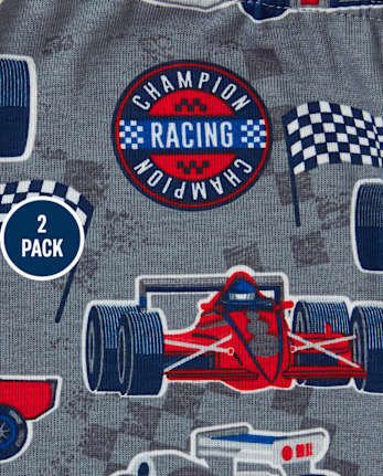 Pack de 2 pijamas de algodón ajustados con diseño de coche de carreras para niño