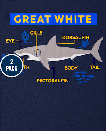 Pijamas de algodón ajustados con estampado de tiburón y camuflaje para niños, paquete de 2