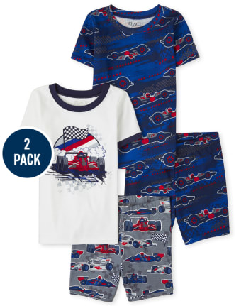Boys Race Car Snug Fit Cotton Pajamas 2-Pack