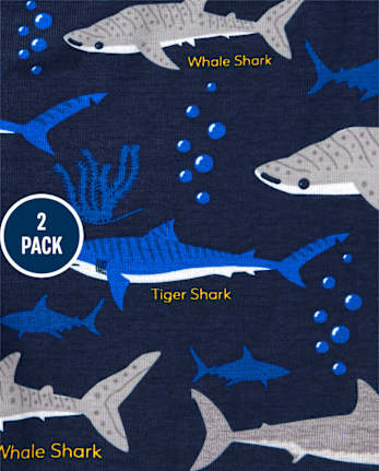 Boys Shark Camo Snug Fit Cotton Pajamas 2-Pack