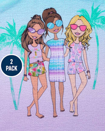 Girls Palm Tree Pajamas 2-Pack