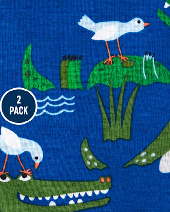 Baby And Toddler Boys Alligator Striped Snug Fit Cotton Pajamas 2-Pack