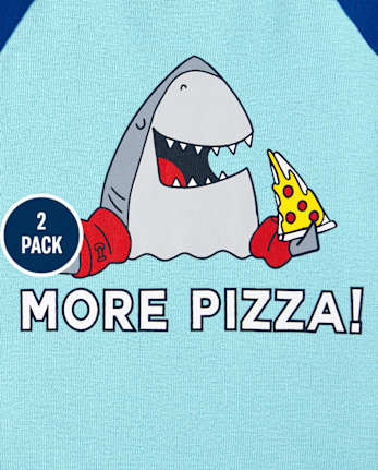 Pack de 2 pijamas de algodón ajustados con diseño de tiburón para bebés y niños pequeños