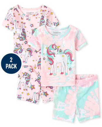 Lot de 2 pyjamas en coton ajustés licorne pour bébés et petites filles