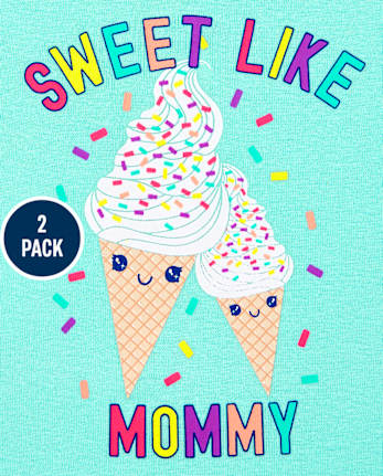 Baby And Toddler Girls Ice Cream Snug Fit Cotton Pajamas 2-Pack