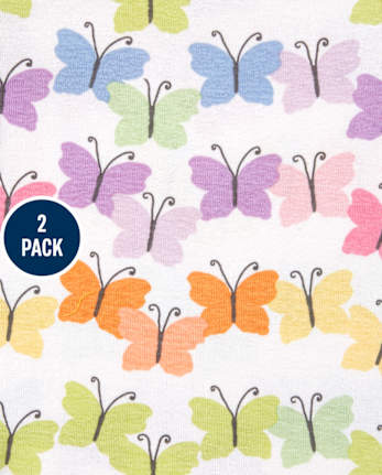 Ensemble de 2 pyjamas en coton ajustés Butterfly Sunshine pour bébés et petites filles