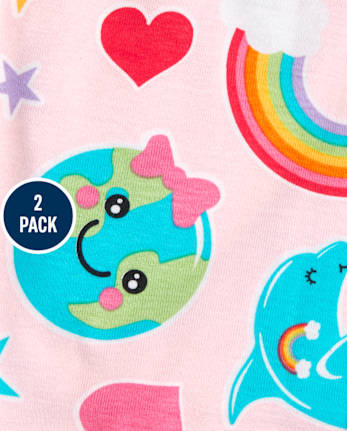 Ensemble de 2 pyjamas en coton ajustés Earth pour bébés et petites filles