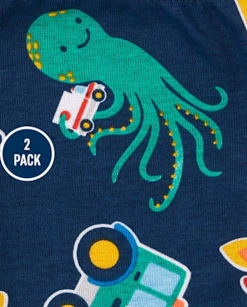 Lot de 2 pyjamas en coton ajustés Octopus pour bébés et tout-petits garçons