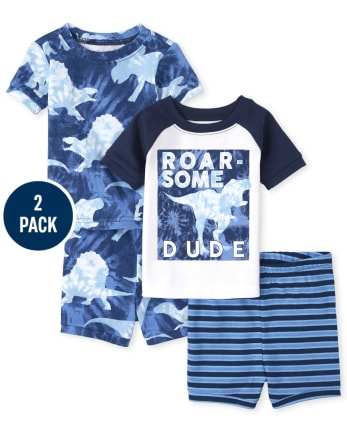 Lot de 2 pyjamas en coton ajustés Dino pour bébés et tout-petits garçons