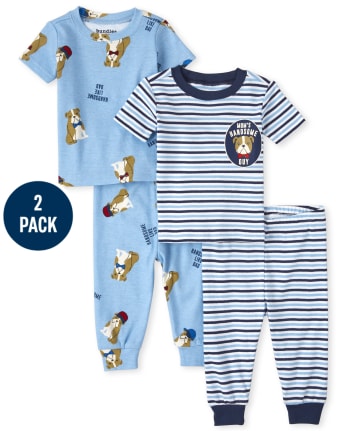 Pijama de algodón de manga corta para bebés y niños pequeños, de 2 | The Children's Place - THUNDER BLUE