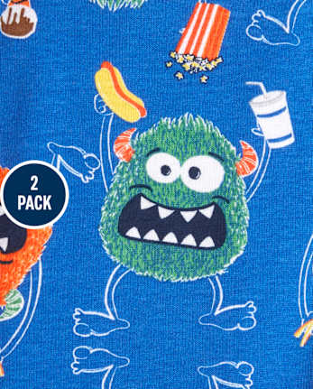 Baby And Toddler Boys Monster Striped Snug Fit Cotton Pajamas 2-Pack
