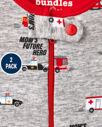 Ensemble de 2 pyjamas une pièce en coton ajustés pour bébés et tout-petits garçons Premiers intervenants