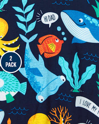 Baby And Toddler Boys Sea Life Striped Snug Fit Cotton One Piece Pajamas 2-Pack