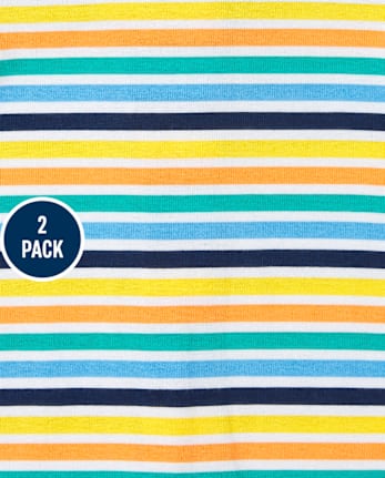 Baby And Toddler Boys Sea Life Striped Snug Fit Cotton One Piece Pajamas 2-Pack