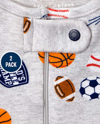 Lot de 2 pyjamas une pièce en coton ajustés pour bébé et tout-petit garçon