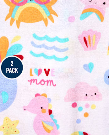 Pyjama une pièce en coton ajusté Sea Life pour bébés et petites filles, paquet de 2