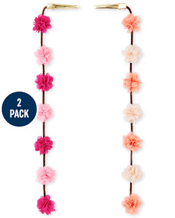 Paquete de 2 pasadores para el cabello con hebra de flores para niñas