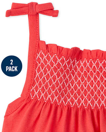 Baby Girls Smocked Striped Romper 2-Pack