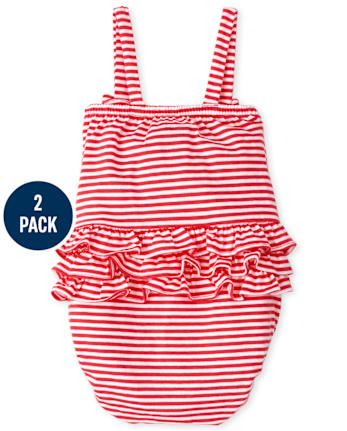 Baby Girls Smocked Striped Romper 2-Pack