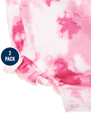 Pack de 2 mamelucos teñidos anudados para bebé niña