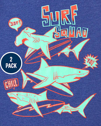 Paquete de 2 camisetas con gráfico de tiburón para niños