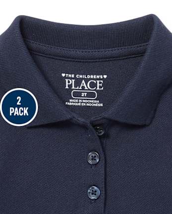 Niños pequeños Niña Uniforme Volantes Piqué Polo Vestidos 2-Pack