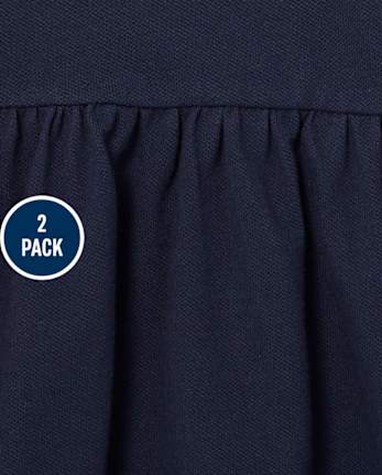 Niños pequeños Niña Uniforme Volantes Piqué Polo Vestidos 2-Pack