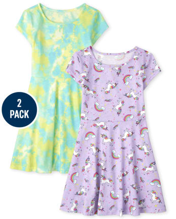 Girls Print Everyday Dress 2-Pack
