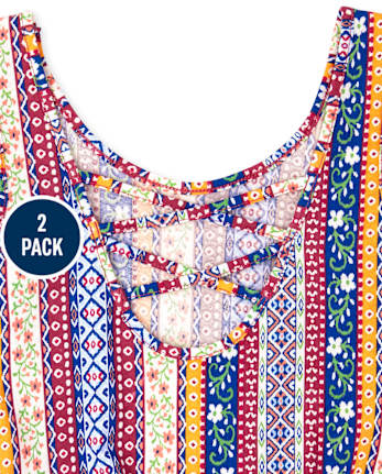 Girls Floral Striped Romper 2-Pack