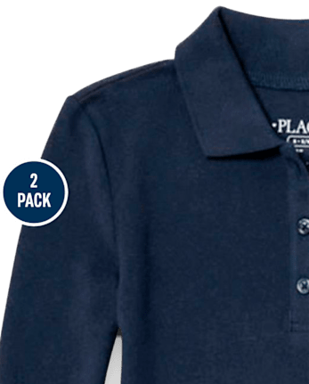 Vestido tipo polo de piqué de uniforme para niña, paquete de 2