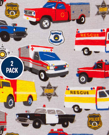 Baby And Toddler Boys Transportation Snug Fit Cotton Pajamas 2-Pack