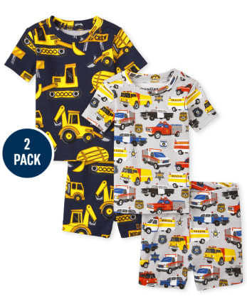 Baby And Toddler Boys Transportation Snug Fit Cotton Pajamas 2-Pack