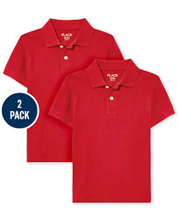 Polo de piqué de uniforme para niños, paquete de 2