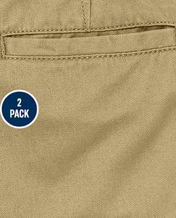 Paquete de 2 pantalones cortos chinos elásticos uniformes para niños - MULTI CLR