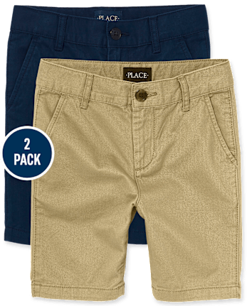 Paquete de 2 pantalones cortos chinos elásticos uniformes para niños - MULTI CLR