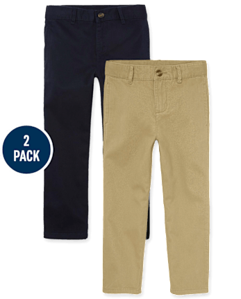 Boys Uniform Slim Woven Stretch Chino Pants 2 Pack MULTI CLR The Children s Place