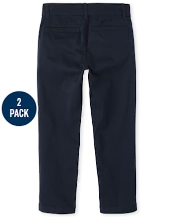 Boys Uniform Stretch Skinny Chino Pants 2-Pack - Slim