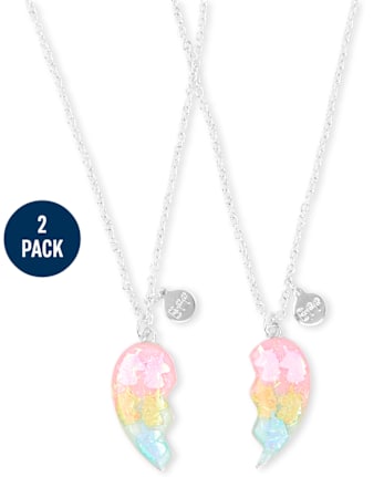 Girls Unicorn Heart BFF Necklace 2-Pack