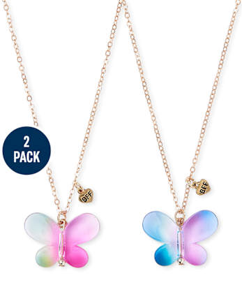 Paquete de 2 collares BFF de mariposa para niñas
