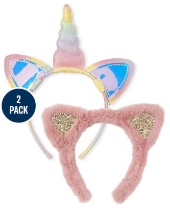 Paquete de 2 diademas de unicornio para niñas pequeñas