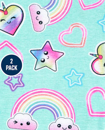 Girls Unicorn Rainbow Snug Fit Cotton Pajamas 2-Pack